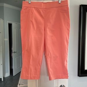 Coral capri pants with cut out detail